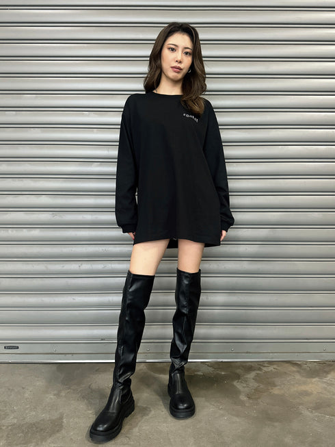 ラインストーンロゴユニセックスロンT